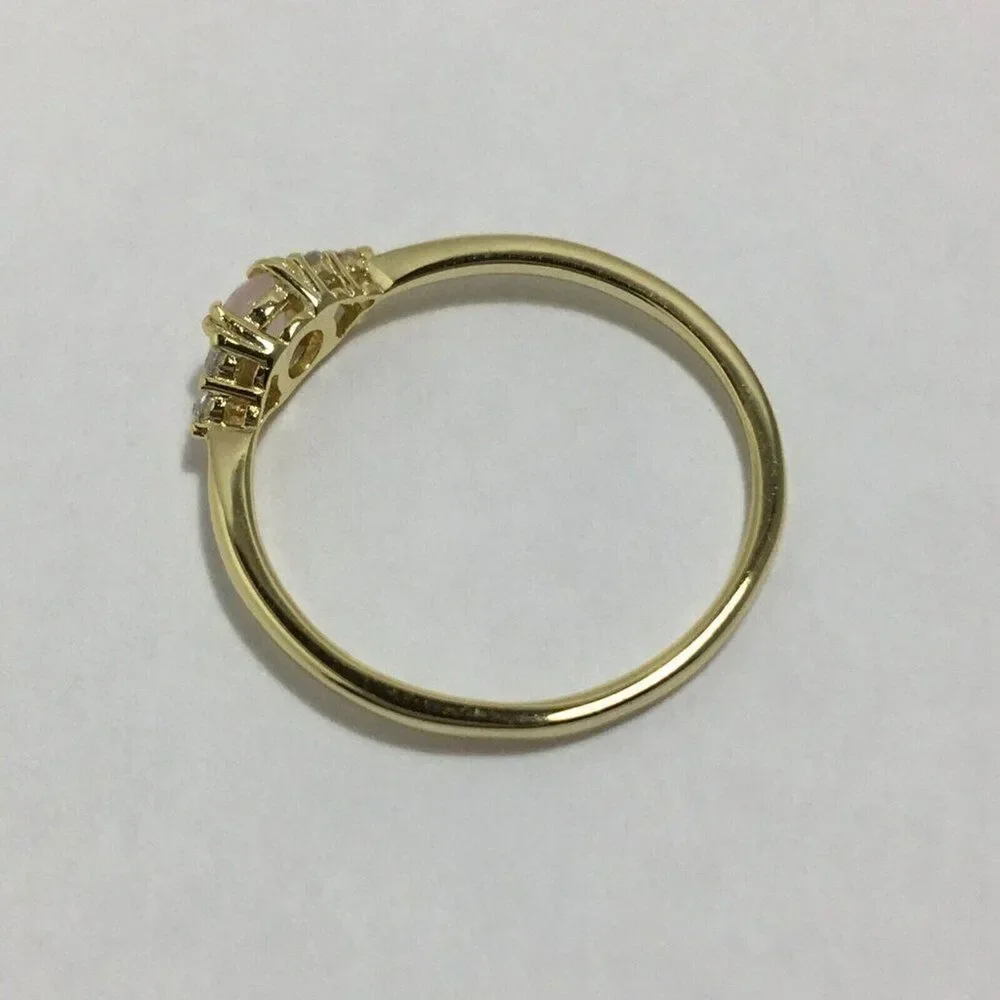 Sterling Silver Ring Size 7 Yellow Gold Plated Pink Lab Created Cubic Zirconia